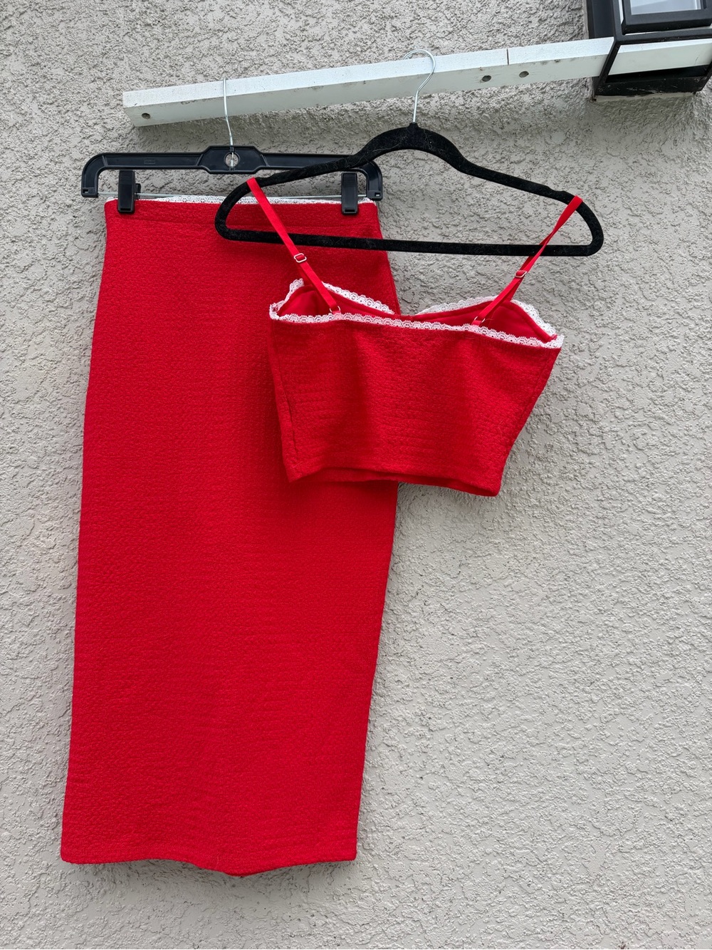 Women's Red Two-Piece Pencil Skirt Set with Crop Bustier - Unbranded - Picture 2 of 5